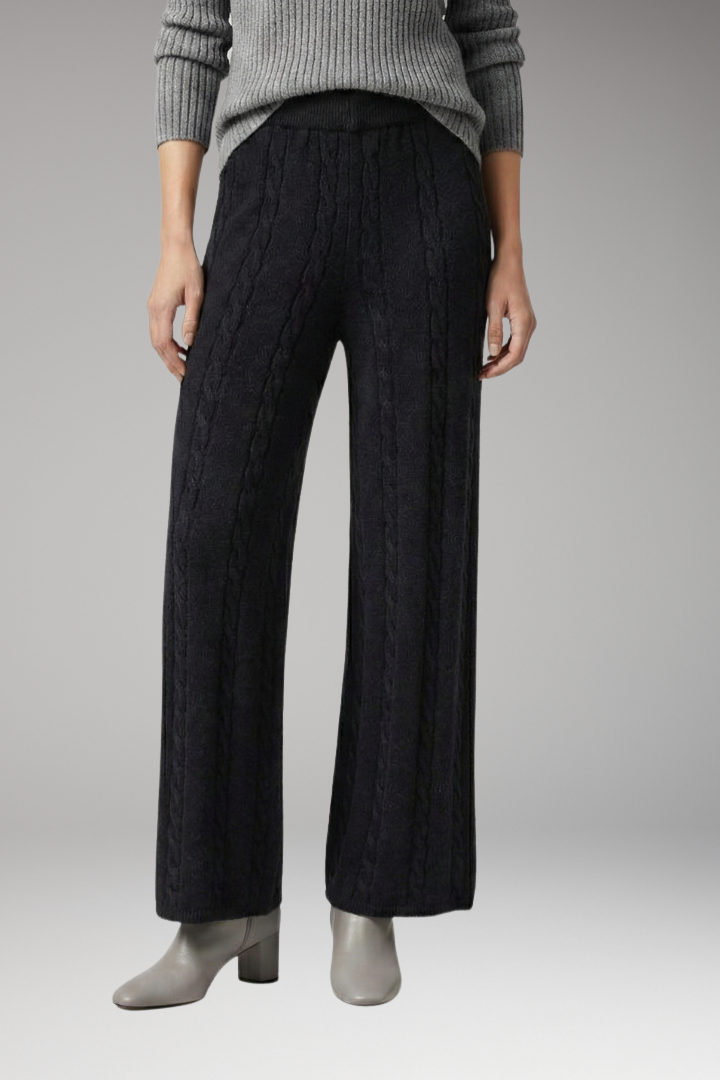 Women's Knit Palazzo Trousers with Cable Pattern
