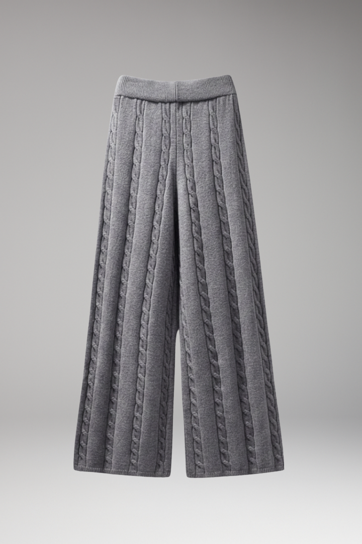 Women's Knit Palazzo Trousers with Cable Pattern
