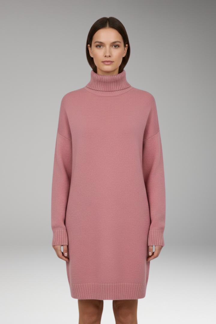 Women's Knit Jumper Dress with Long Sleeves and Relaxed Fit