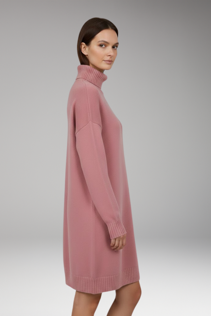 Women's Knit Jumper Dress with Long Sleeves and Relaxed Fit