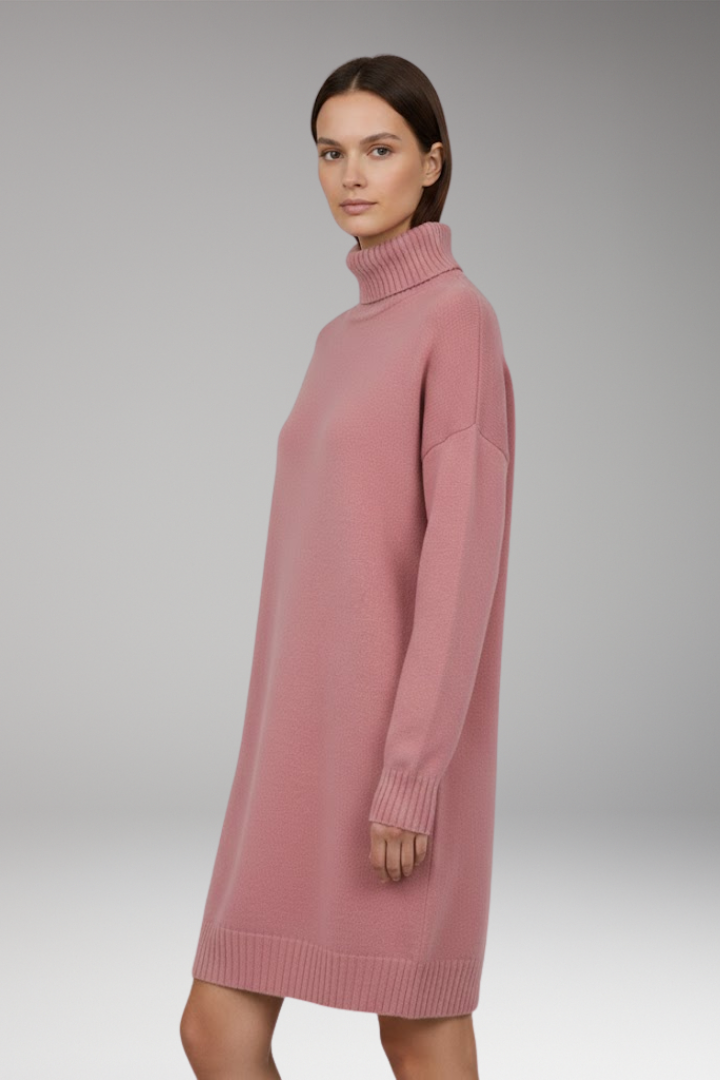 Women's Knit Jumper Dress with Long Sleeves and Relaxed Fit