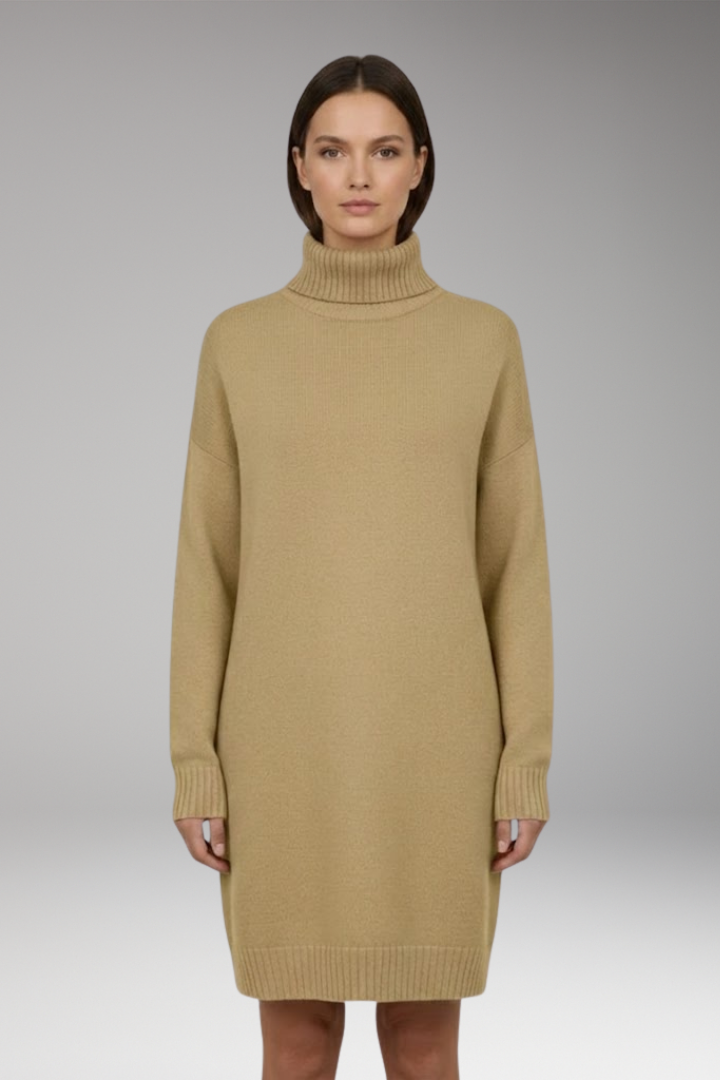 Women's Knit Jumper Dress with Long Sleeves and Relaxed Fit