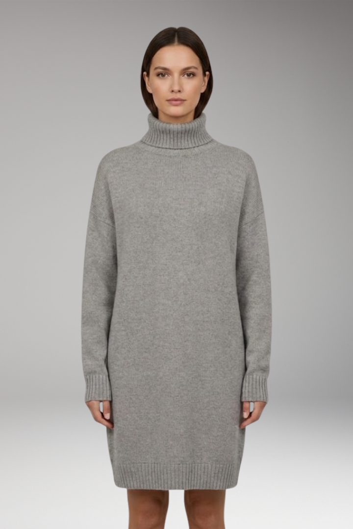Women's Knit Jumper Dress with Long Sleeves and Relaxed Fit