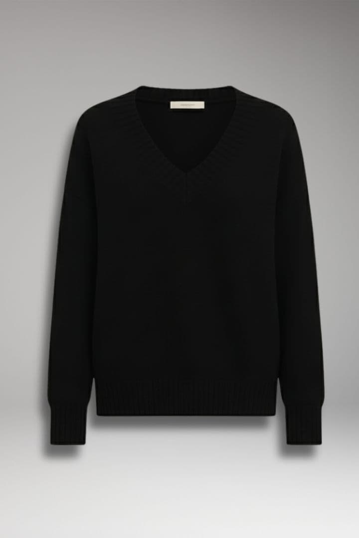 Women’s Knit Jumper with V-Neckline and Long Sleeves