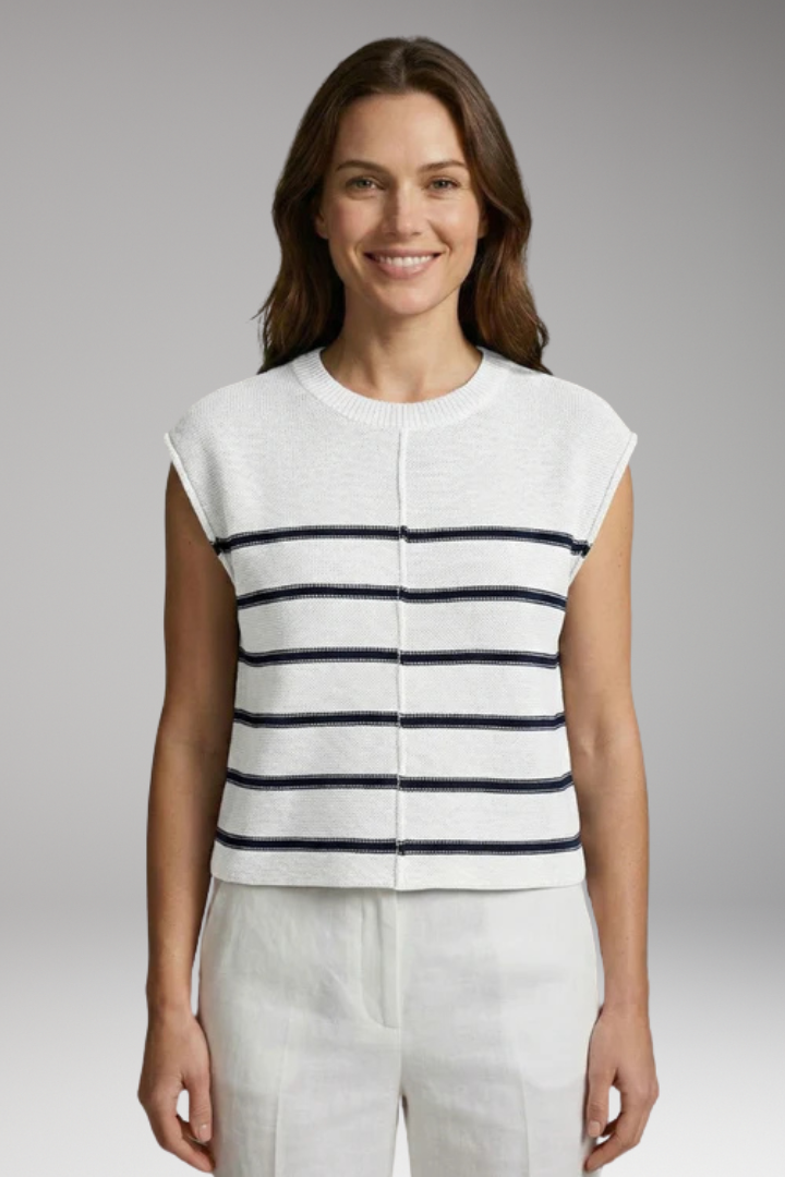 Women's Knit Top with Crew Neck and Stripe Pattern