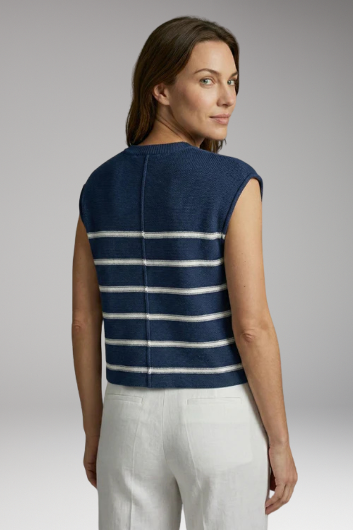 Women's Knit Top with Crew Neck and Stripe Pattern