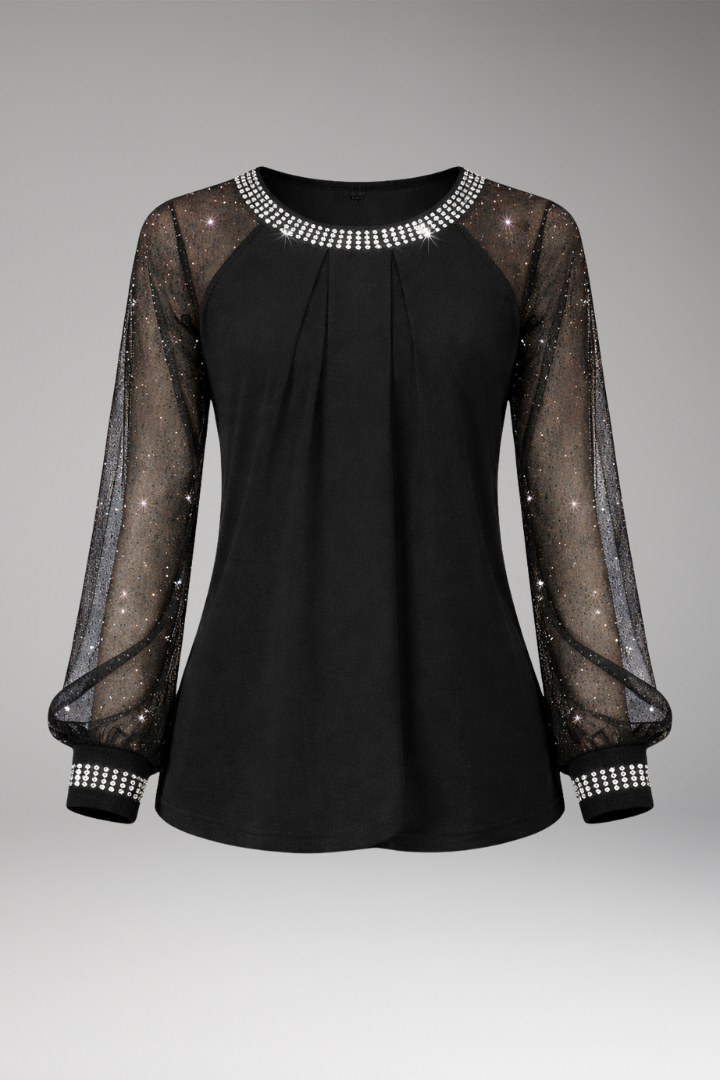 Women’s Knit Top with Round Neckline and Long Sleeves
