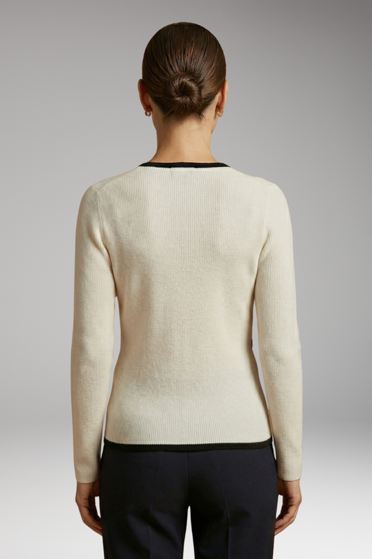 Women's Knit Top with Wrap Front and Contrasting Trim