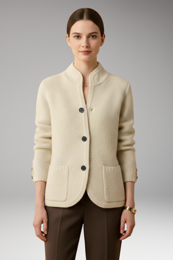 Women’s Knitted Jacket with Buttons and Front Pockets