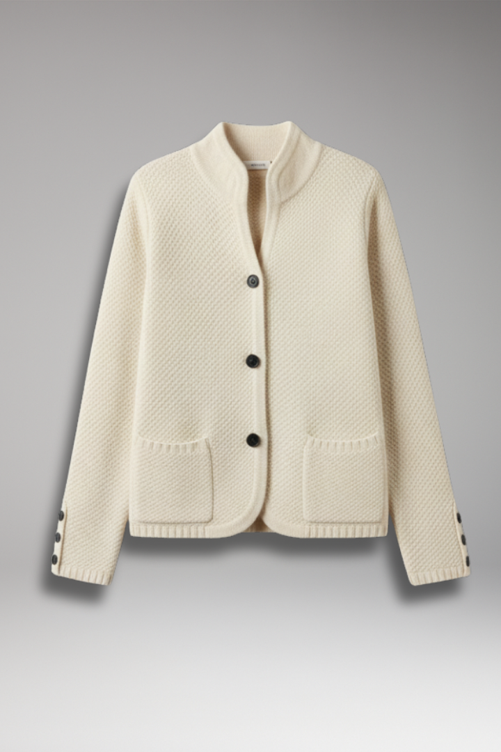 Women’s Knitted Jacket with Buttons and Front Pockets
