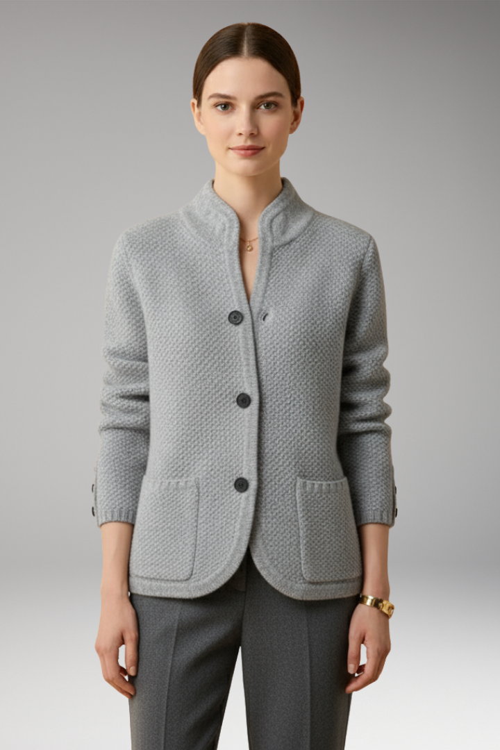 Women’s Knitted Jacket with Buttons and Front Pockets