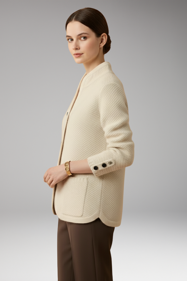Women’s Knitted Jacket with Buttons and Front Pockets