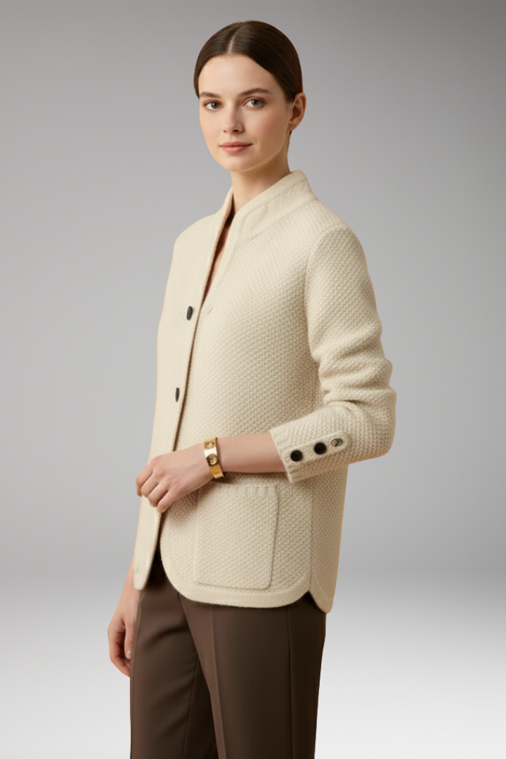 Women’s Knitted Jacket with Buttons and Front Pockets
