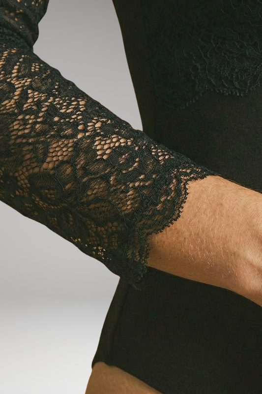 Women's Lace Top with V-Neck and Long Sleeves