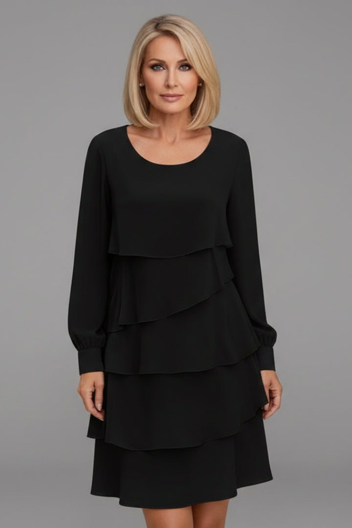 Women's Layered Dress with Long Sleeves and Flattering Fit