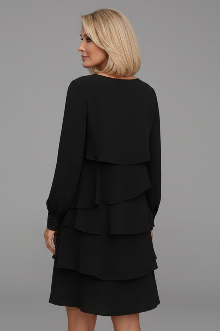 Women's Layered Dress with Long Sleeves and Flattering Fit