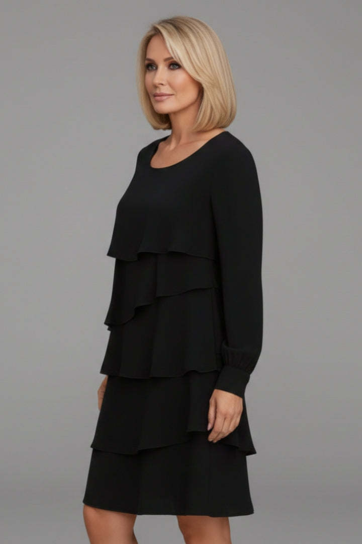 Women's Layered Dress with Long Sleeves and Flattering Fit