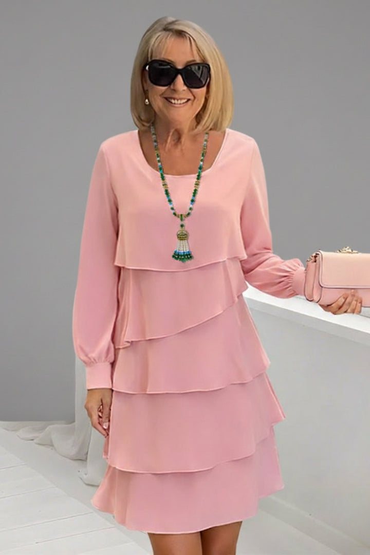 Women's Layered Dress with Long Sleeves and Flattering Fit
