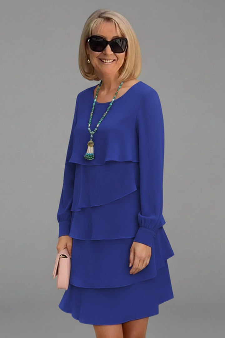 Women's Layered Dress with Long Sleeves and Flattering Fit