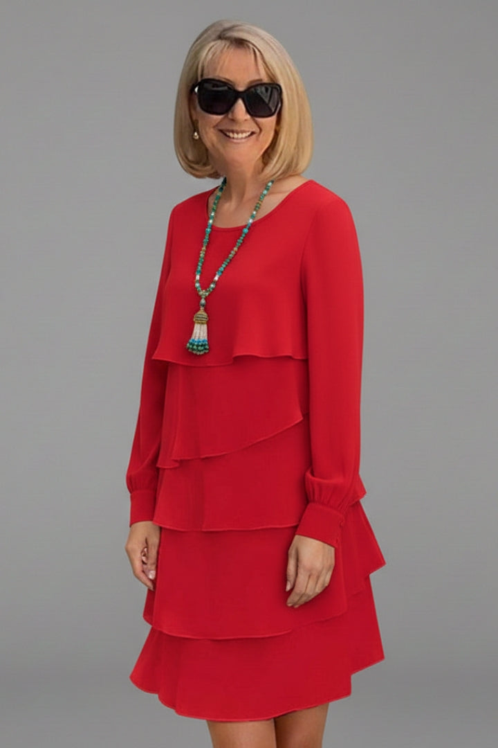 Women's Layered Dress with Long Sleeves and Flattering Fit