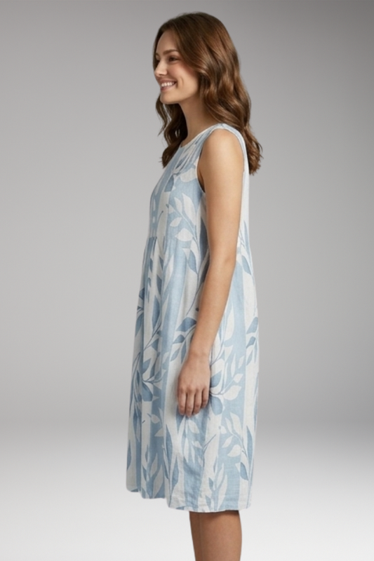 Women's Leafy Midi Dress with Relaxed Fit