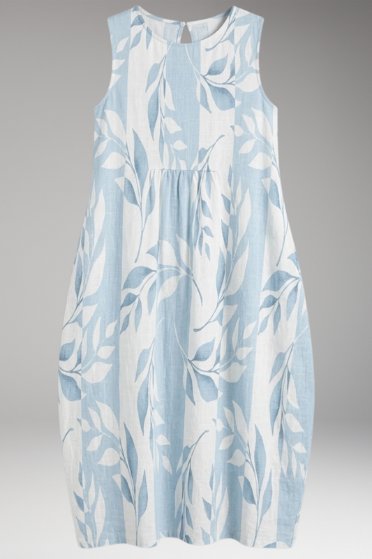 Women's Leafy Midi Dress with Relaxed Fit
