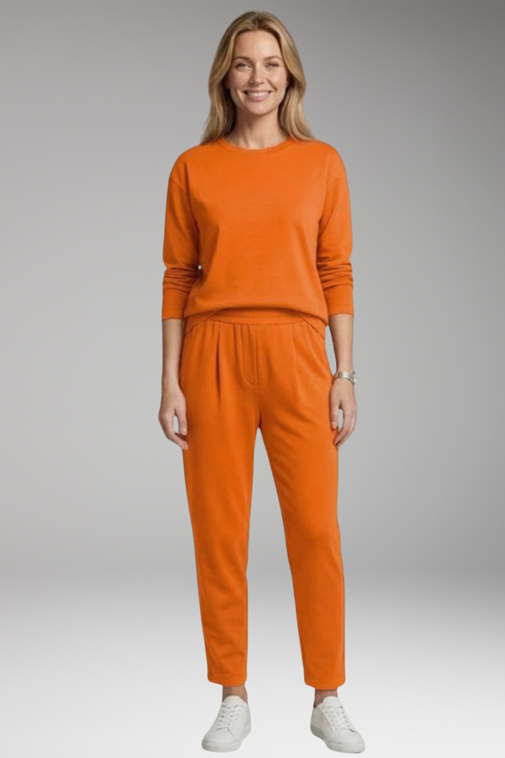 Women’s Two Piece Set with Long Sleeves and Drawstring Trousers