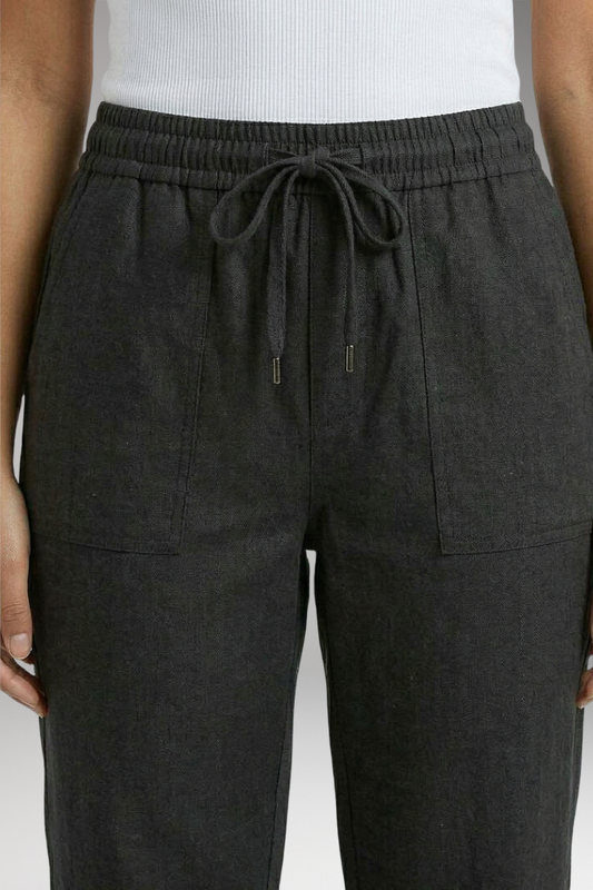 Women's Linen Blend Trousers with Elastic Waistband