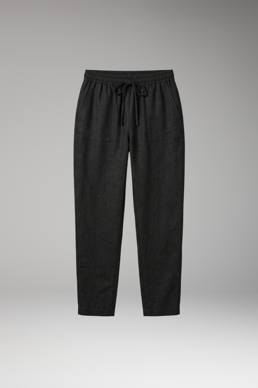 Women's Linen Blend Trousers with Elastic Waistband