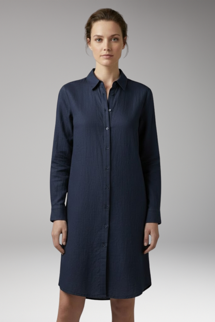 Women's Long-Sleeved Dress with Classic Design and Full Sleeve Coverage