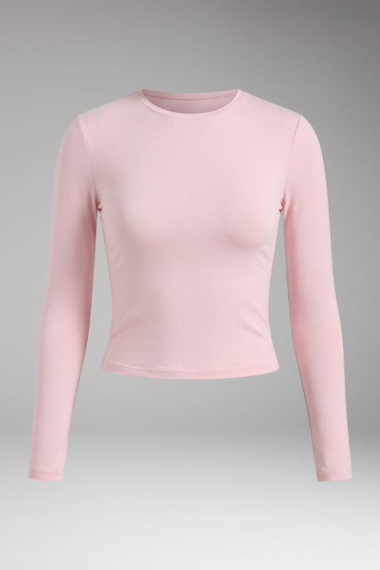Women's Long-Sleeved Top with Round Neckline