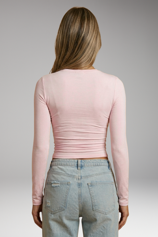 Women's Long-Sleeved Top with Round Neckline