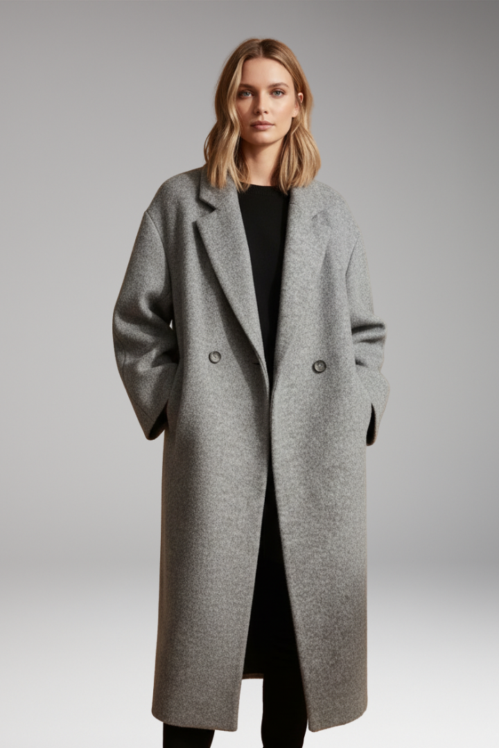 Women’s Long Coat with Lapel Collar