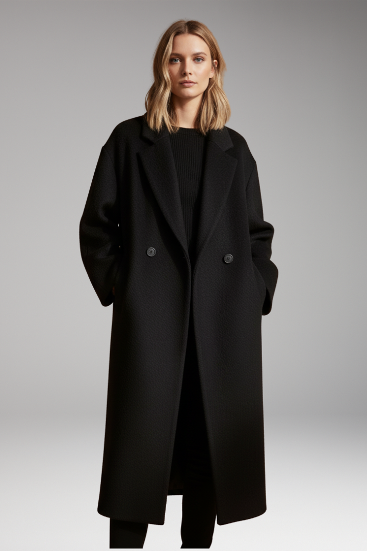 Women’s Long Coat with Lapel Collar