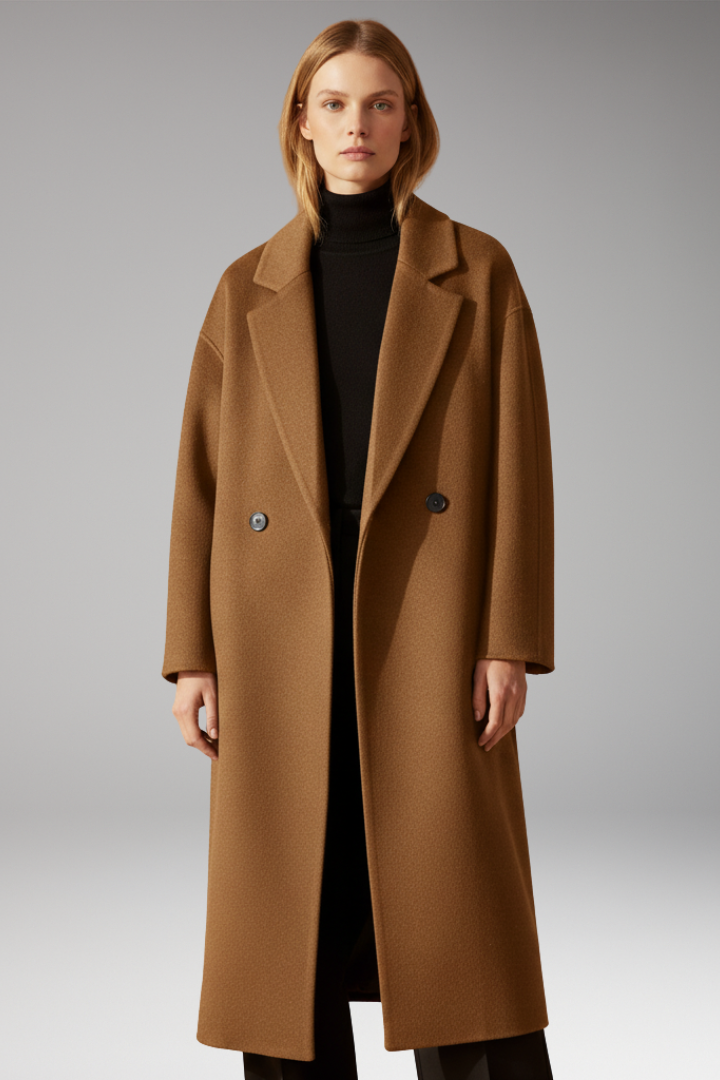 Women’s Long Coat with Lapel Collar