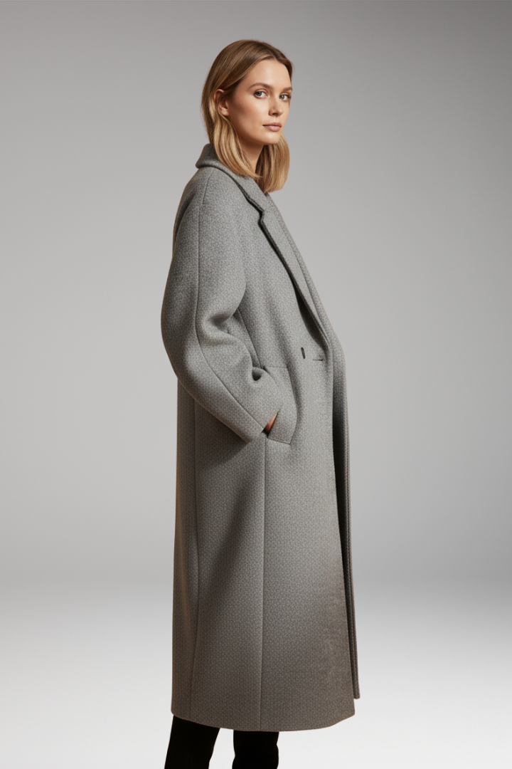 Women’s Long Coat with Lapel Collar