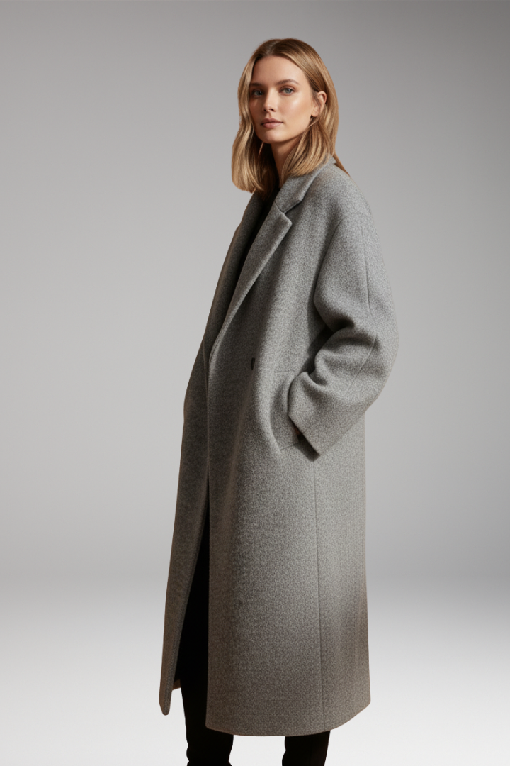 Women’s Long Coat with Lapel Collar