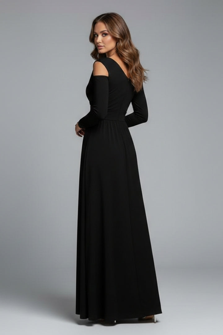 Women's Long Dress with Lace Accents and Flowing Silhouette