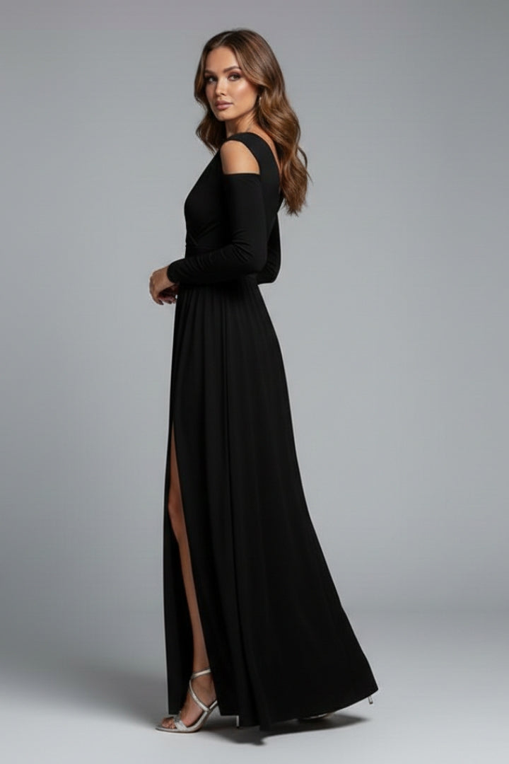 Women's Long Dress with Lace Accents and Flowing Silhouette