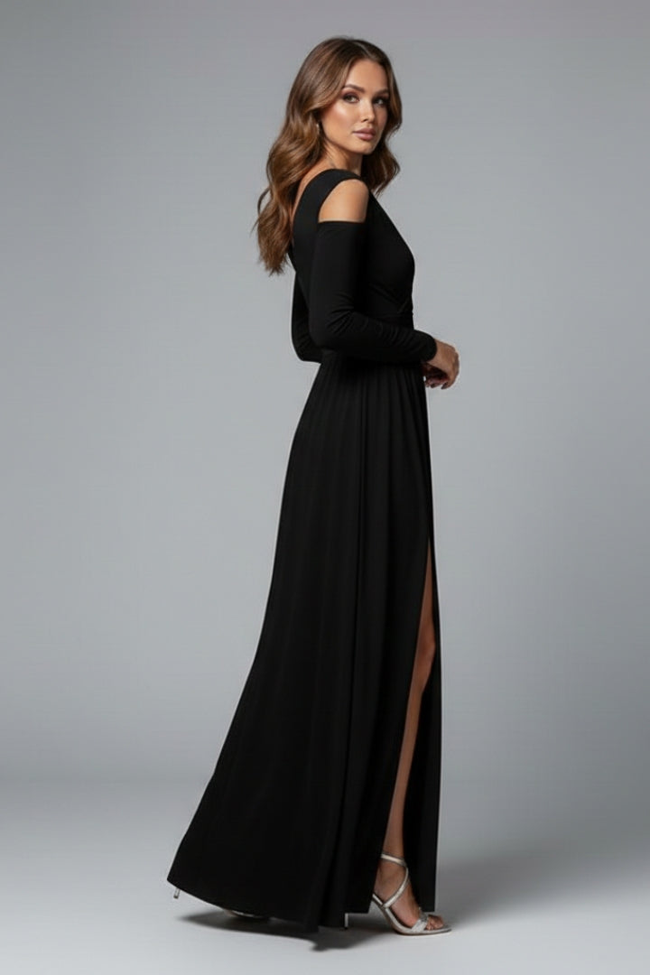 Women's Long Dress with Lace Accents and Flowing Silhouette