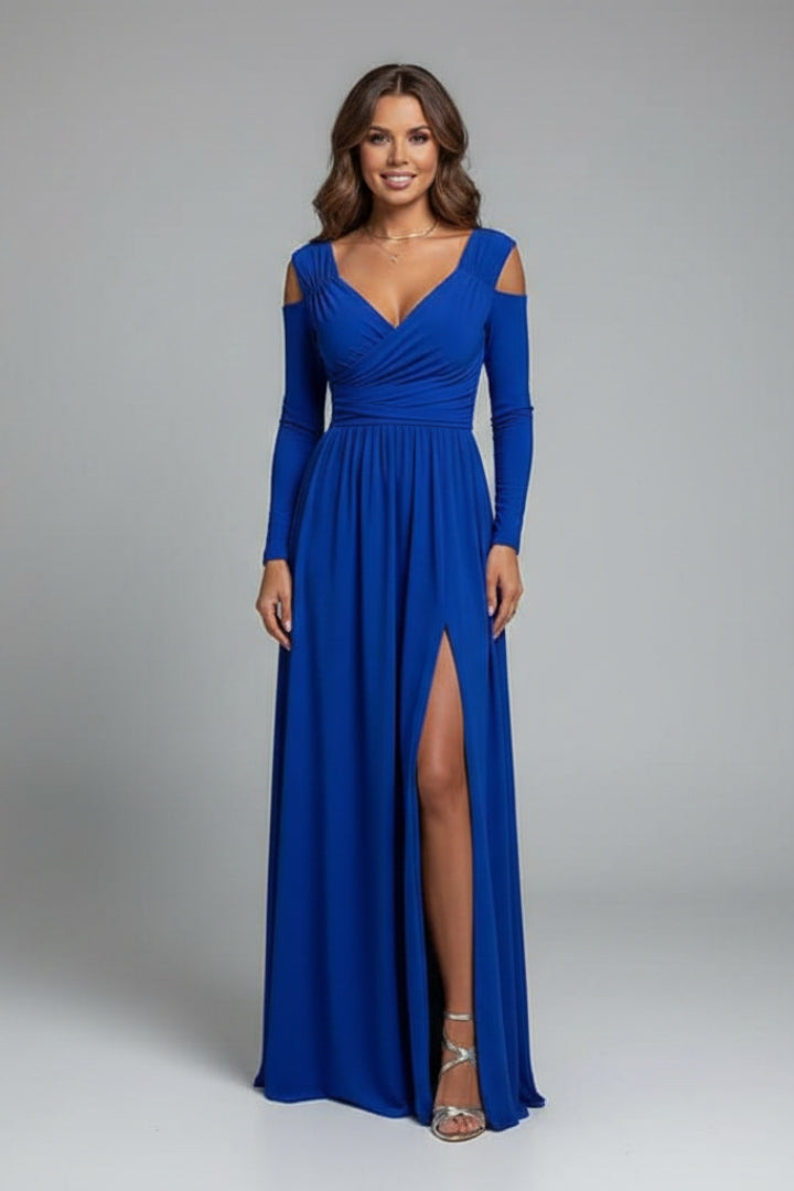 Women's Long Dress with Lace Accents and Flowing Silhouette