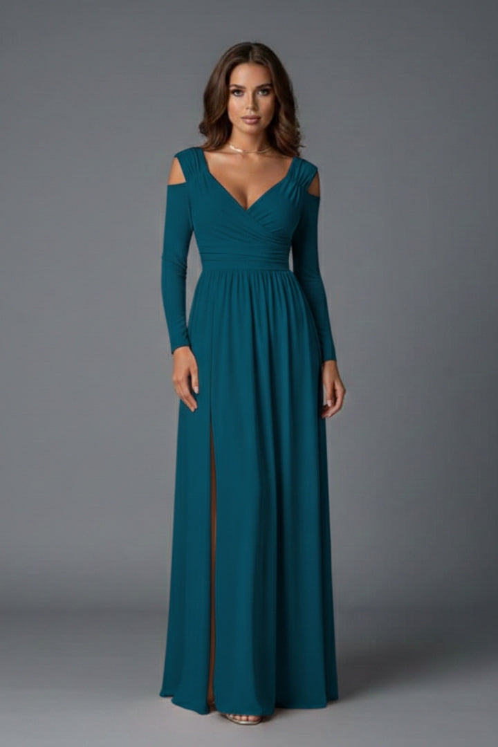 Women's Long Dress with Lace Accents and Flowing Silhouette