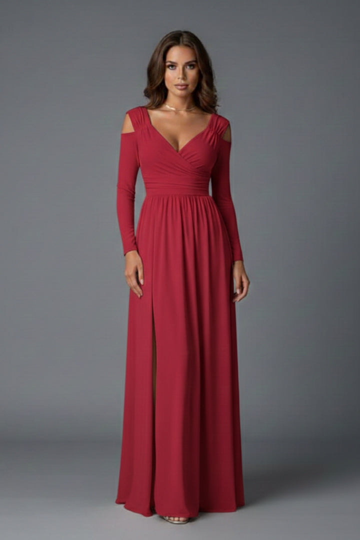 Women's Long Dress with Lace Accents and Flowing Silhouette