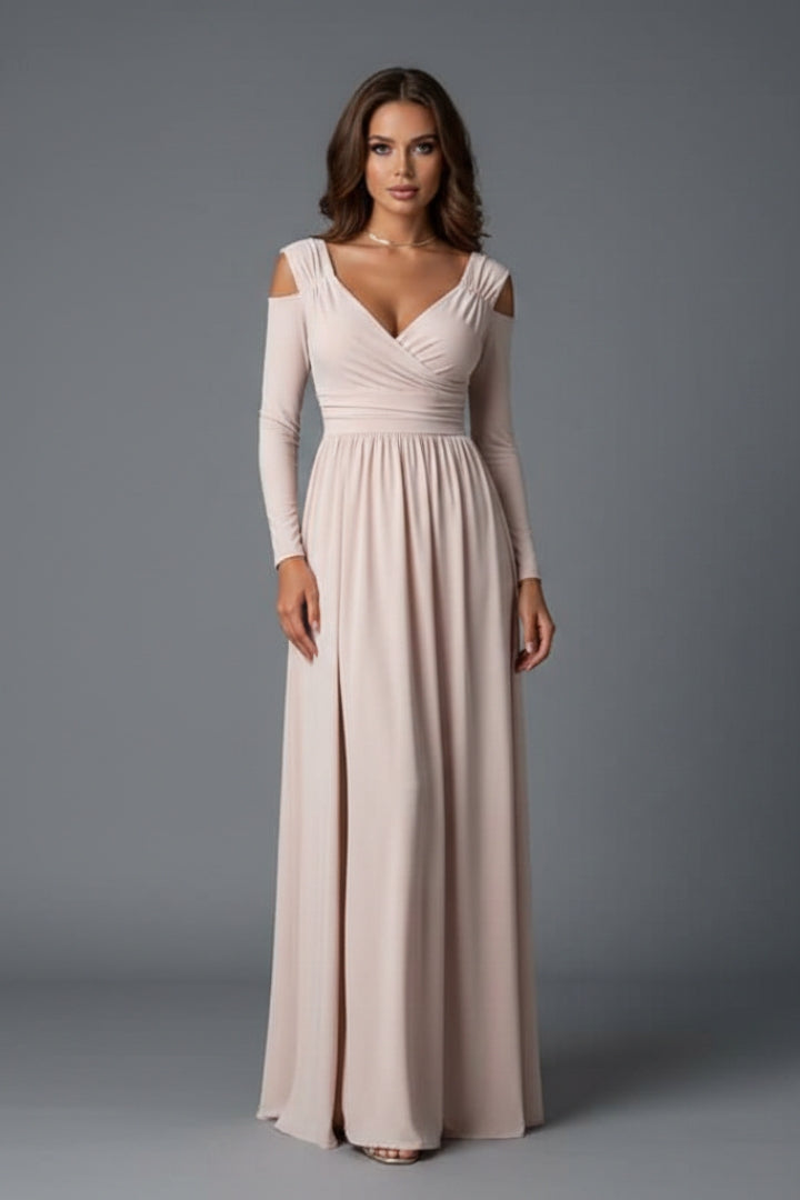 Women's Long Dress with Lace Accents and Flowing Silhouette