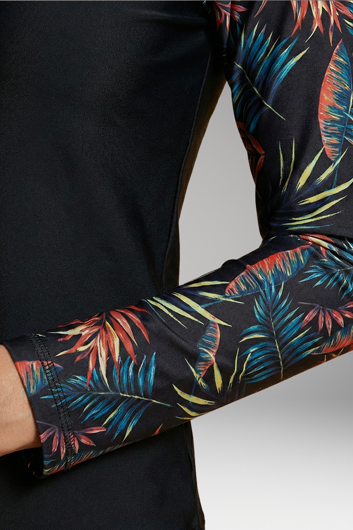 Women’s Long Sleeve Tankini with Printed Raglan Sleeves