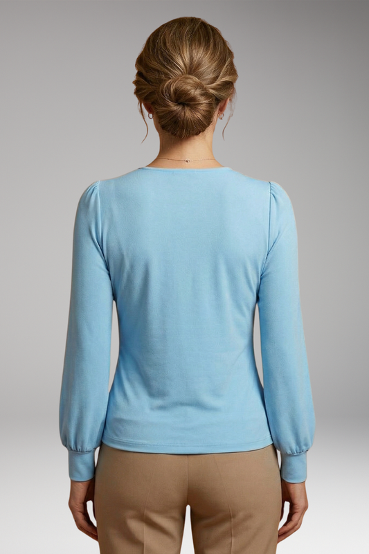 Women's Long Sleeve Top with V-Neck and Tailored Fit