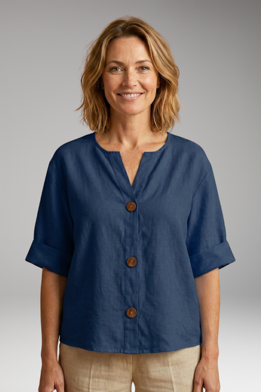 Women's Loose-Fitting Summer Blouse with Breathable Linen