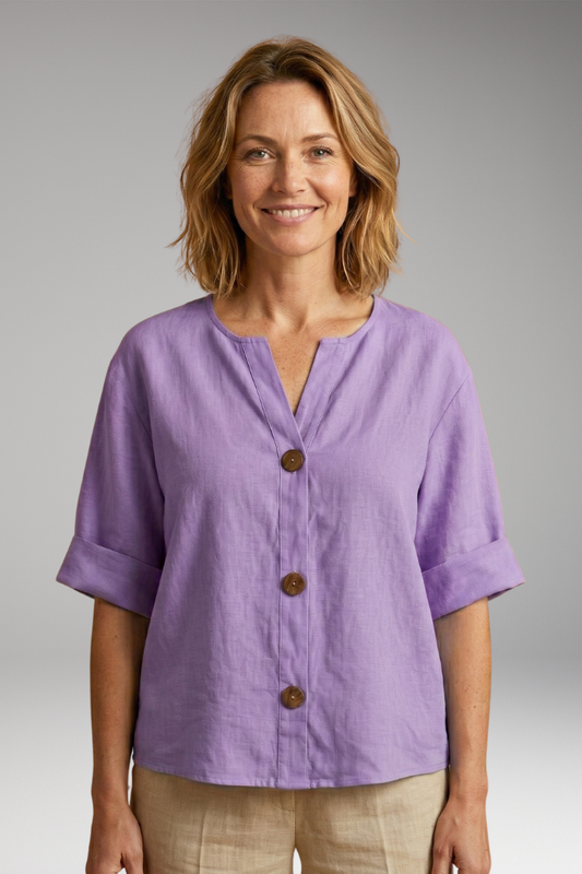 Women's Loose-Fitting Summer Blouse with Breathable Linen
