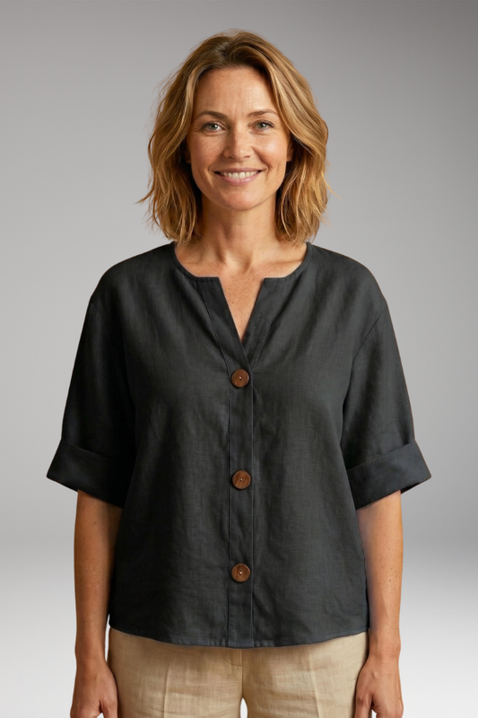 Women's Loose-Fitting Summer Blouse with Breathable Linen
