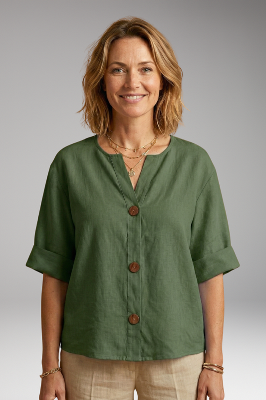 Women's Loose-Fitting Summer Blouse with Breathable Linen